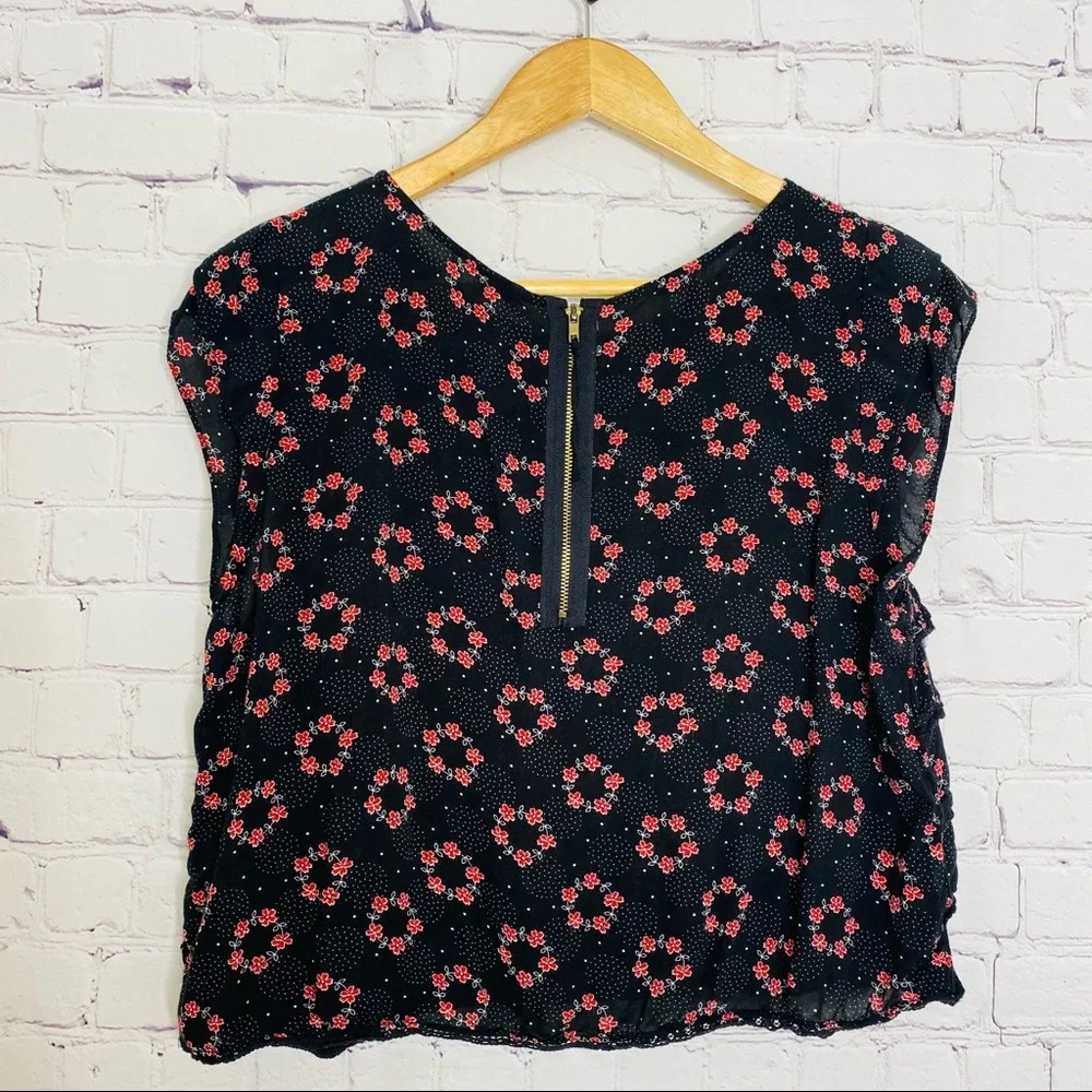 Free People Floral Ruffle Tiered Crop Top Size Small - Picture 10 of 12